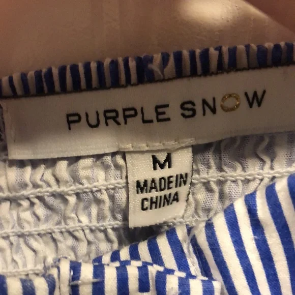 Anthropology Purple Snow dress woman’s medium m blue white pin stripe EUC - Picture 4 of 8